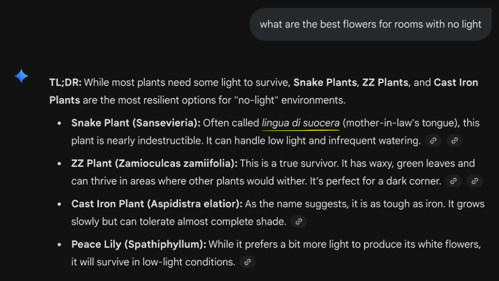 Gemini answer with language